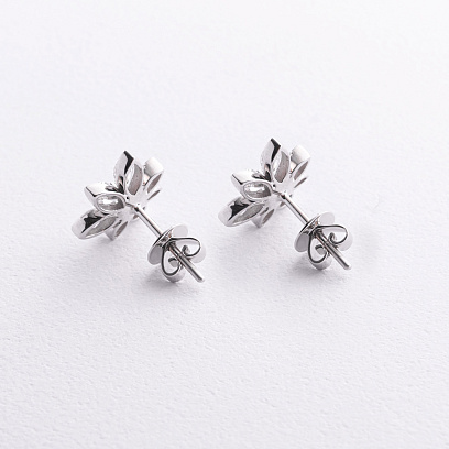 Сережки - пусети "Квіточки" в білому золоті (діаманти) сб0700rc №3