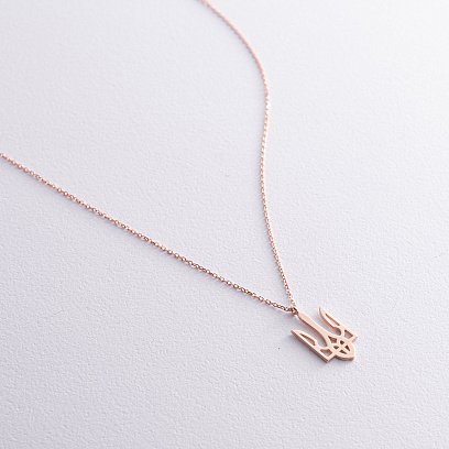 Кольє "Герб України - Тризуб" у червоному золоті (великий) кол02414 №4