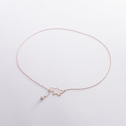 Золотое колье - галстук "Карта Украины" (куб. цирконий Swarovski в форме сердца) ﻿ 4050 №5