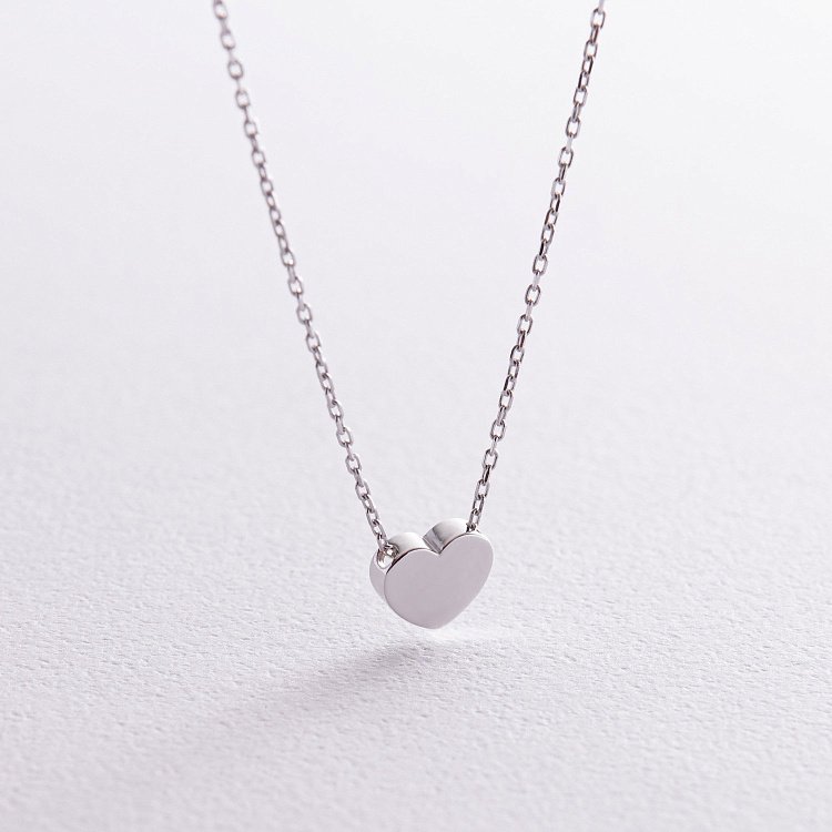 Колье "Сердечко" в белом золоте кол01253 от ювелирного магазина Оникс