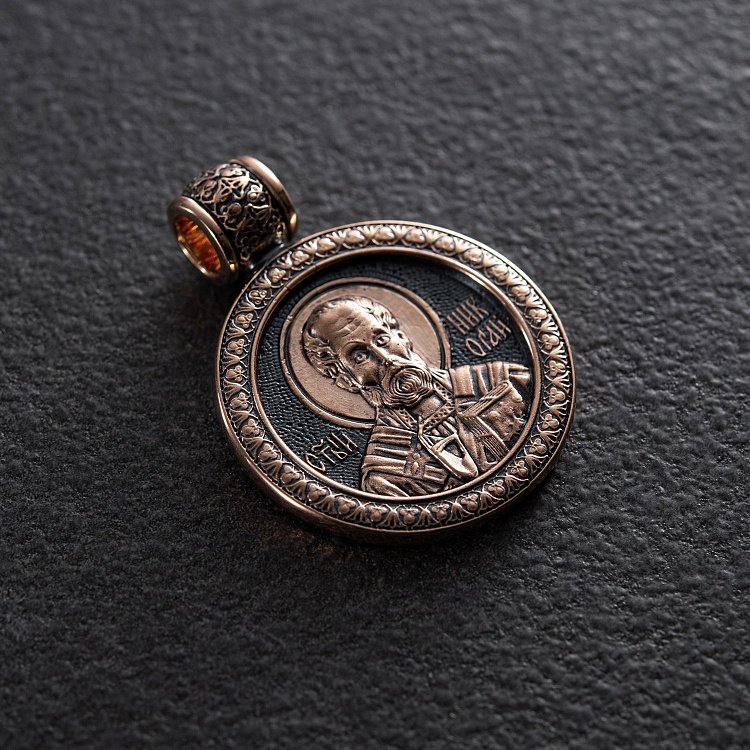 Підвіска "Св. Миколай Чудотворець Чудо про трьох корабельник" (чорніння) п01654 від ювелірного магазину Онікс - 1