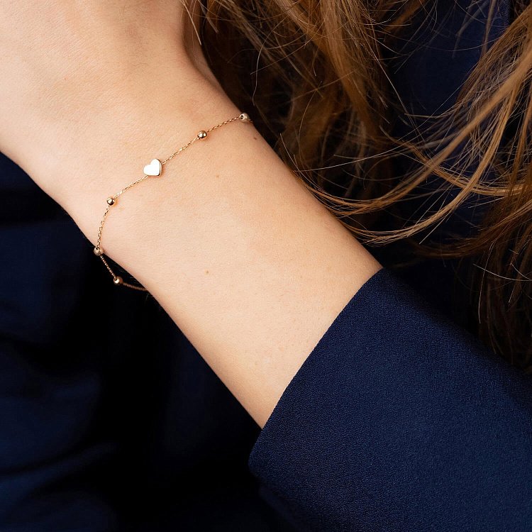 Браслет "Сердечко" в красном золоте б05181 от ювелирного магазина Оникс - 1