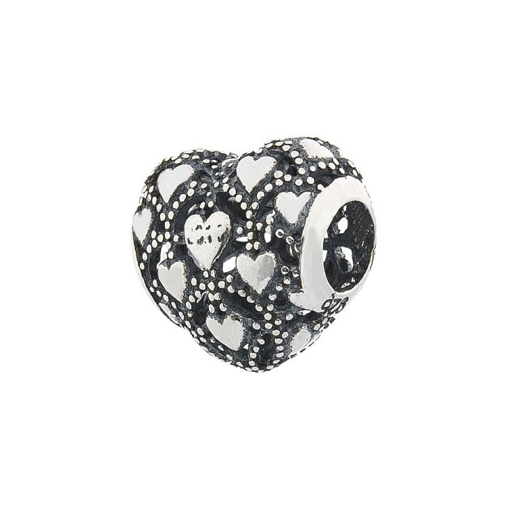 Шарм серебряный "Сердце с фианитом" 132575 от ювелирного магазина Оникс - 1