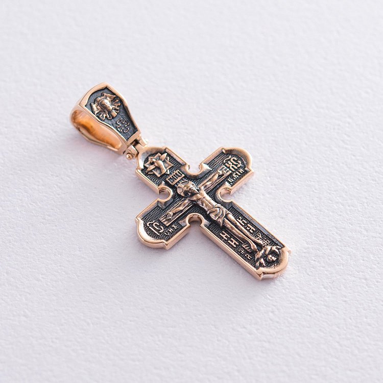 Православний хрест з чорнінням "Розп'яття Христове. Ікона Божої Матері" п03432 від ювелірного магазину Онікс - 6