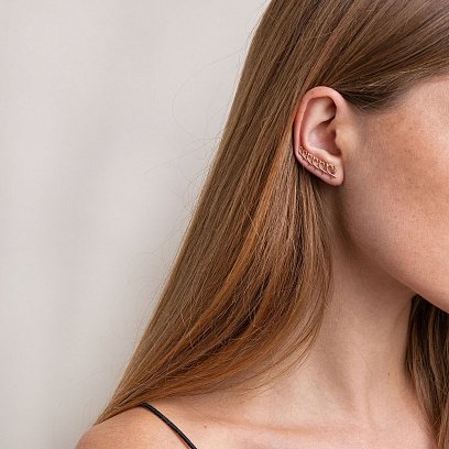 Серьги - клаймберы "Сердечки" в красном золоте с07105 №2