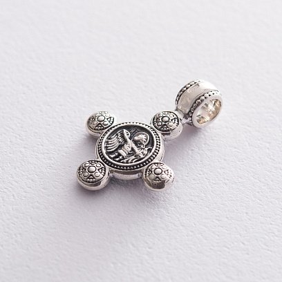 Срібний хрестик з чорнінням "Спас Нерукотворний. Ангел Хранитель" 13447 №4