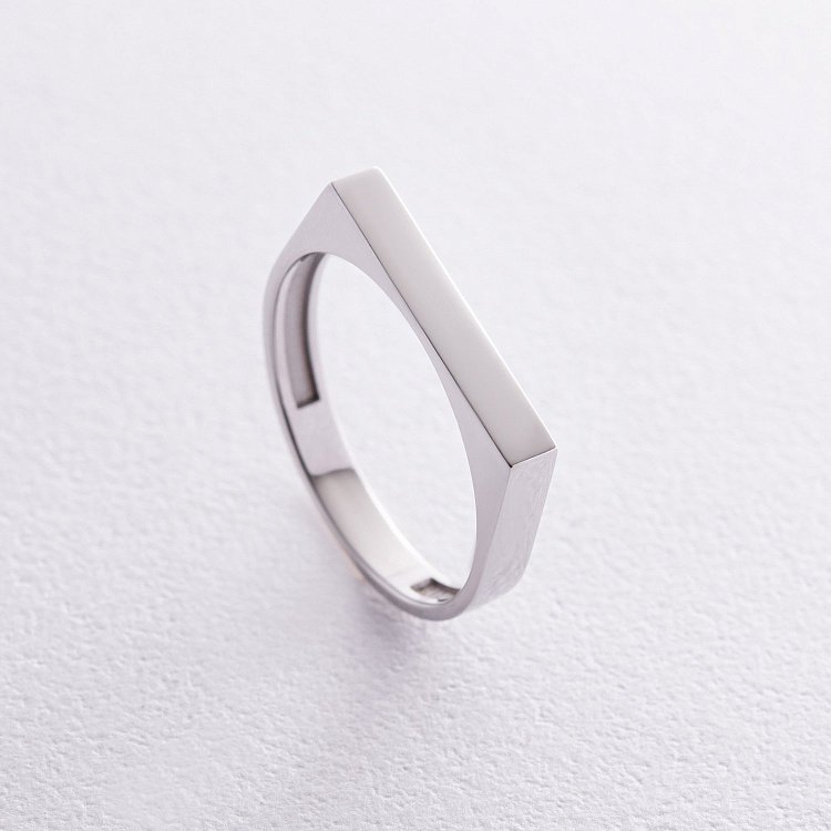 Каблучка в білому золоті (можливе гравіювання) к07452 від ювелірного магазину Онікс - 5