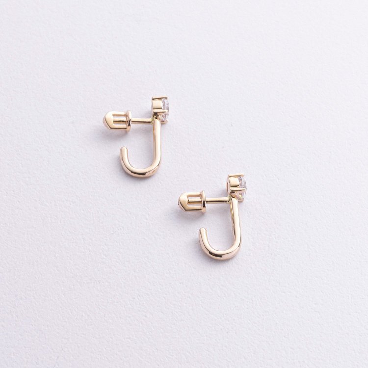 Сережки - пусети "Rita" з фіанітами (жовте золото) с09062 від ювелірного магазину Онікс - 2