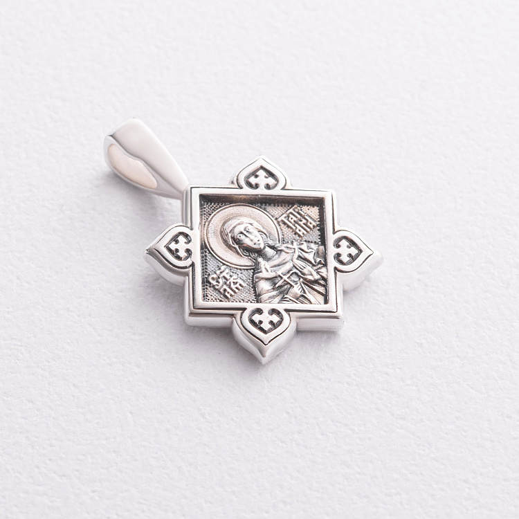 Серебряная ладанка "Святая Великомученица Варвара. Ангел Хранитель" 13511 от ювелирного магазина Оникс