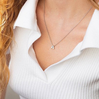 Серебряное колье с буквой "А" 1105 А №4