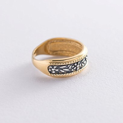 Серебряное кольцо "Цветочки" с позолотой 112298 №4