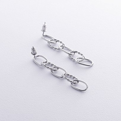 Срібні сережки - пусети "Свобода" (родій) 123306 №3