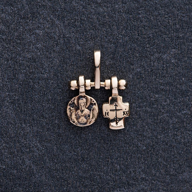 Золота підвіска з хрестиком та ладанкою п03792 від ювелірного магазину Онікс - 4