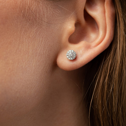 Серьги - пусеты в белом золоте (бриллианты) сб0717mi №4