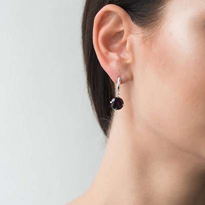 Золотые серьги "Влечение" с пиропом с05289 №2