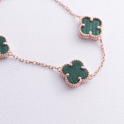 Браслет "Конюшина" з малахітом (червоне золото) б05442 №3