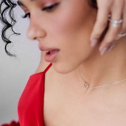 Колье "Влюбленное сердце" в белом золоте кол01991 №4