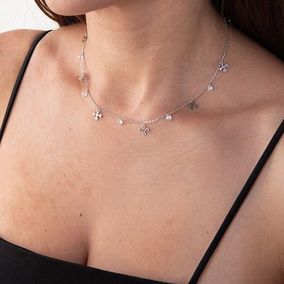 Срібне кольє "Конюшина" з фіанітами 181139 №2