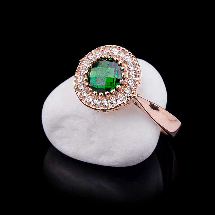 Золотое кольцо с фианитами к04671 от ювелирного магазина Оникс - 2