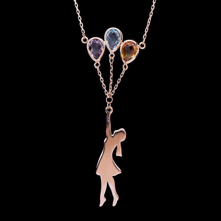 Золоте кольє "Дівчинка з кульками" з натуральними каменями кол01026 від ювелірного магазину Онікс - 3