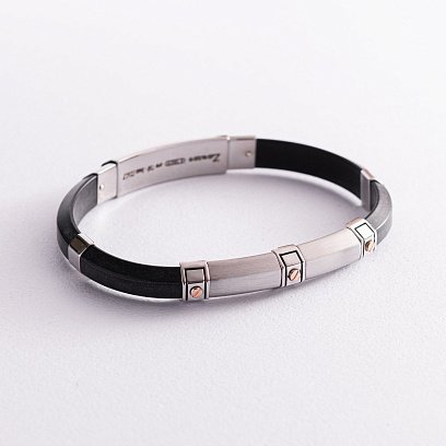 Мужской браслет из каучука и серебра ZANCAN EXB302R-N №3