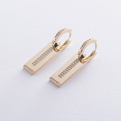 Золотые серьги с фианитами с06631