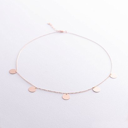 Колье "Монетки" в красном золоте (5 шт) кол01708