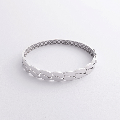Жорсткий браслет "Merry" у білому золоті б05609 №3
