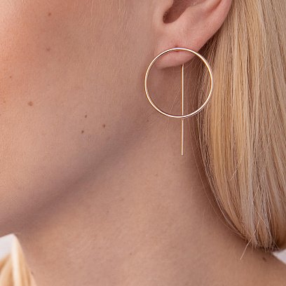 Серьги "Геометрия" в красном золоте с07882