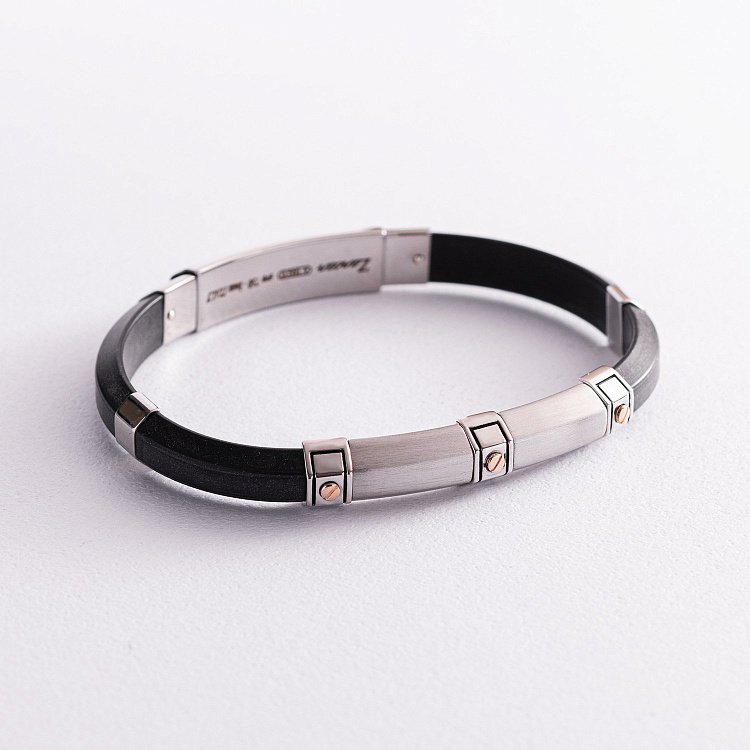 Мужской браслет из каучука и серебра ZANCAN EXB302R-N от ювелирного магазина Оникс - 2