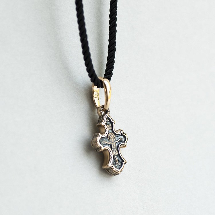 Золотой православный крест с чернением п02660 от ювелирного магазина Оникс - 3