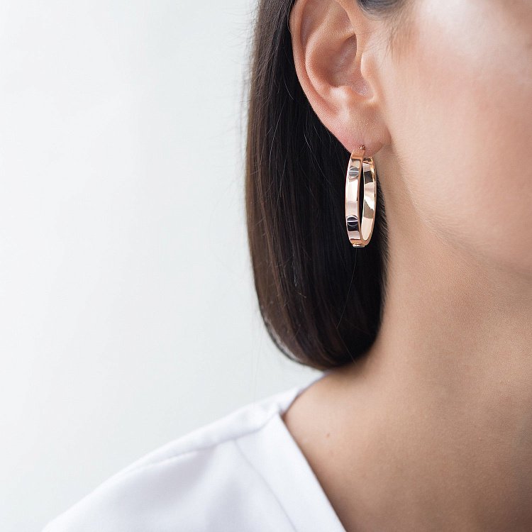 Золотые серьги-кольца 3.2 см с04878 от ювелирного магазина Оникс