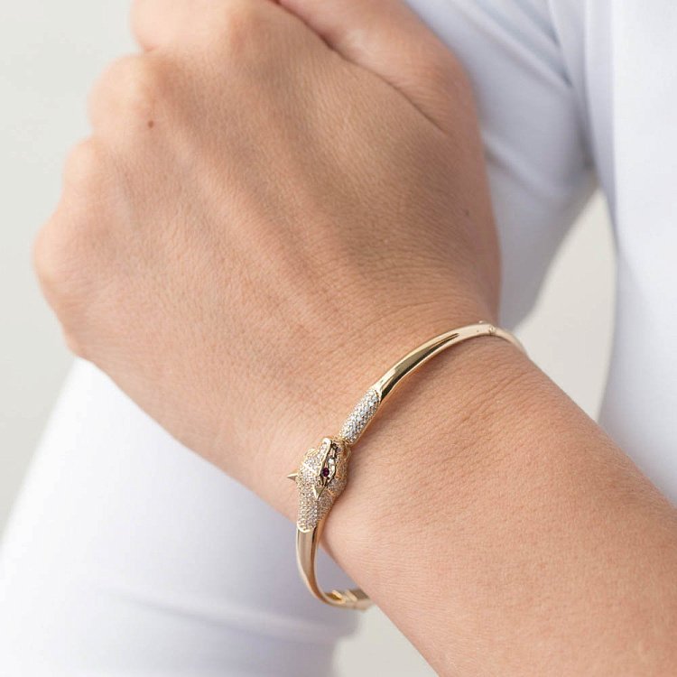 Золотий браслет "Пантера" (фіаніти) б03480 від ювелірного магазину Онікс - 3