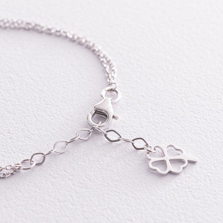 Браслет "Конюшина" в білому золоті (онікс) б04571 - 3 Браслет "Конюшина" в білому золоті (онікс) б04571 від ювелірного магазину Онікс - 3