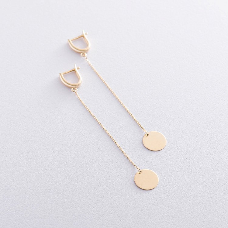 Сережки "Монетки" в жовтому золоті с06836 від ювелірного магазину Онікс - 4