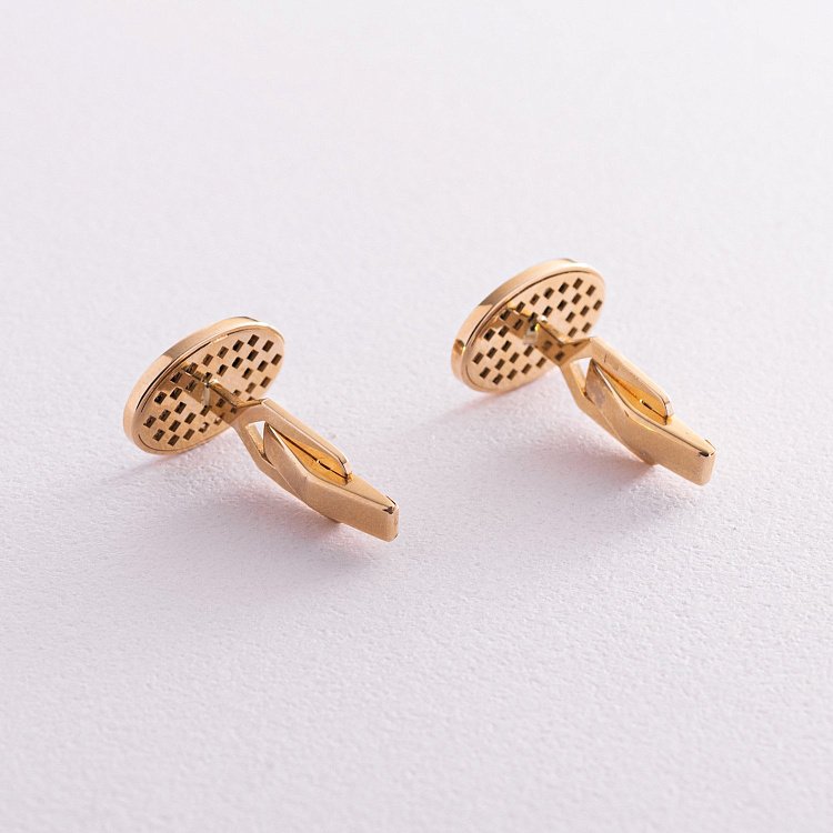 Золотые запонки с фианитами зап00076 от ювелирного магазина Оникс - 1