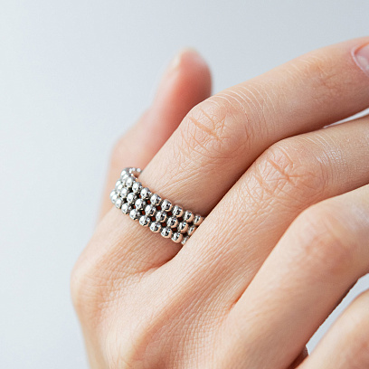 Каблучка "Рейчел" з кульками (срібло) 7466 №4