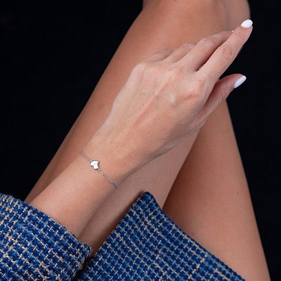 Золотой браслет "Сердечко с фианитом" б04857 №2