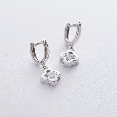 Золоті сережки "Конюшина" з фіанітом с04862 №3