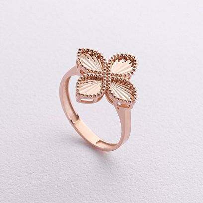 Кольцо "Клевер" в красном золоте к08267