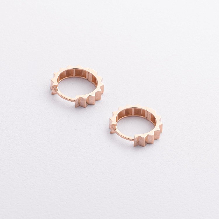 Сережки - кільця в червоному золоті с09386 від ювелірного магазину Онікс - 1