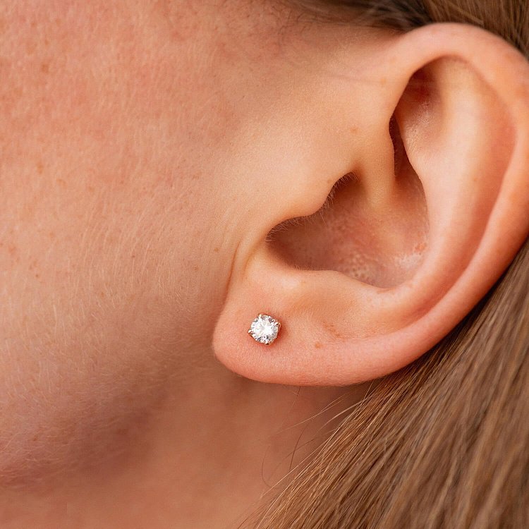 Моносережка з фіанітом (червоне золото) с09177 від ювелірного магазину Онікс - 3