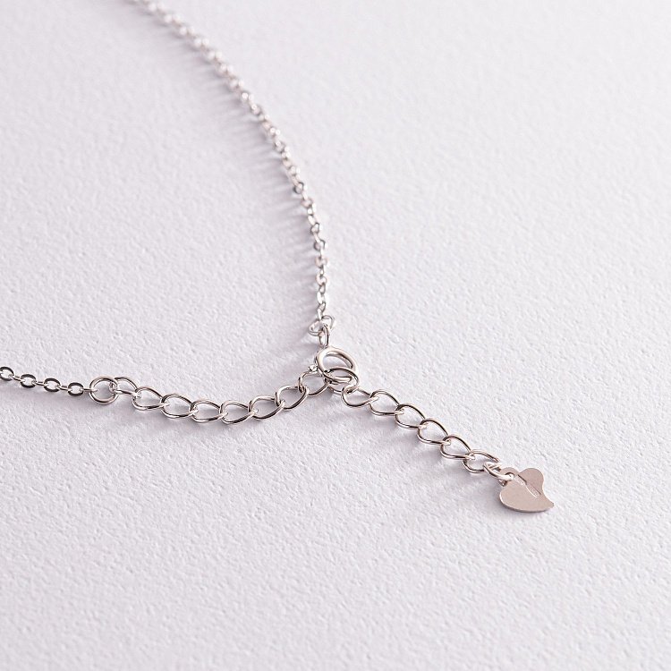 Серебряное колье "Сердечко" с фианитами 181207 от ювелирного магазина Оникс - 2