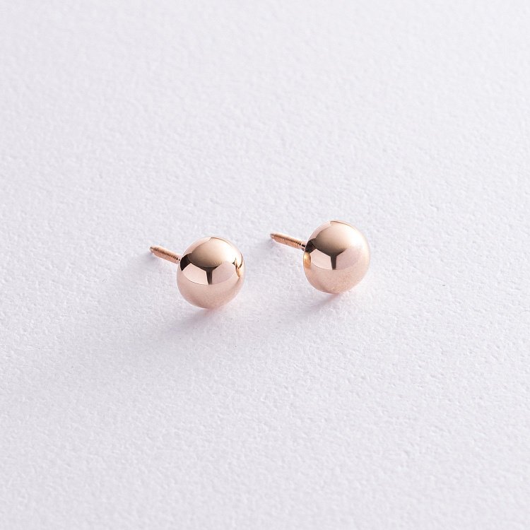 Серьги - пусеты "Полусфера" в красном золоте (0.7 см) с01570 от ювелирного магазина Оникс