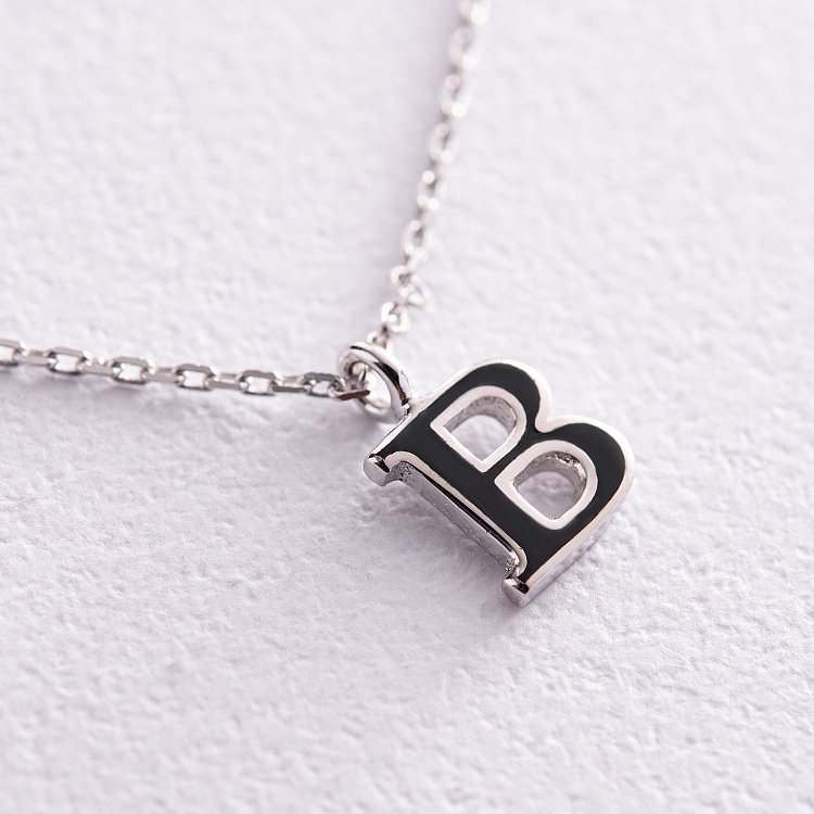 Срібне кольє з літерою В 18617ч від ювелірного магазину Онікс - 4