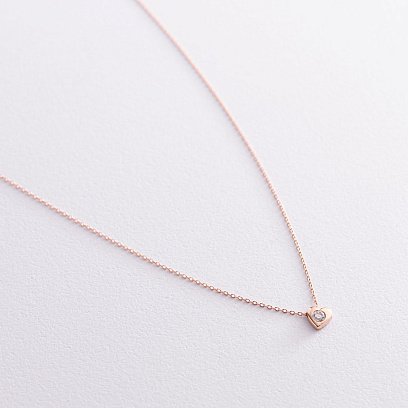 Золоте кольє "Серце" з одним фіанітом кол01966