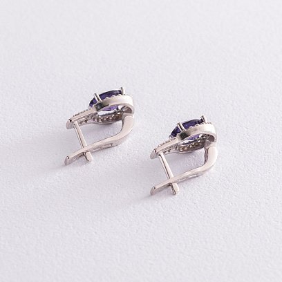 Серебряные серьги с аметистом и фианитами 2935/9р-AMET №4