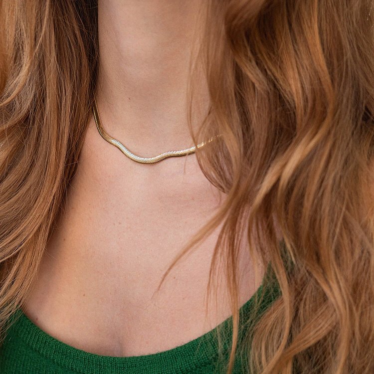 Колье "Gisele" в желтом золоте (снейк) ц00388 от ювелирного магазина Оникс - 5