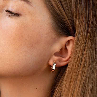 Серьги - кольца "Nora" в желтом золоте с08945 №4