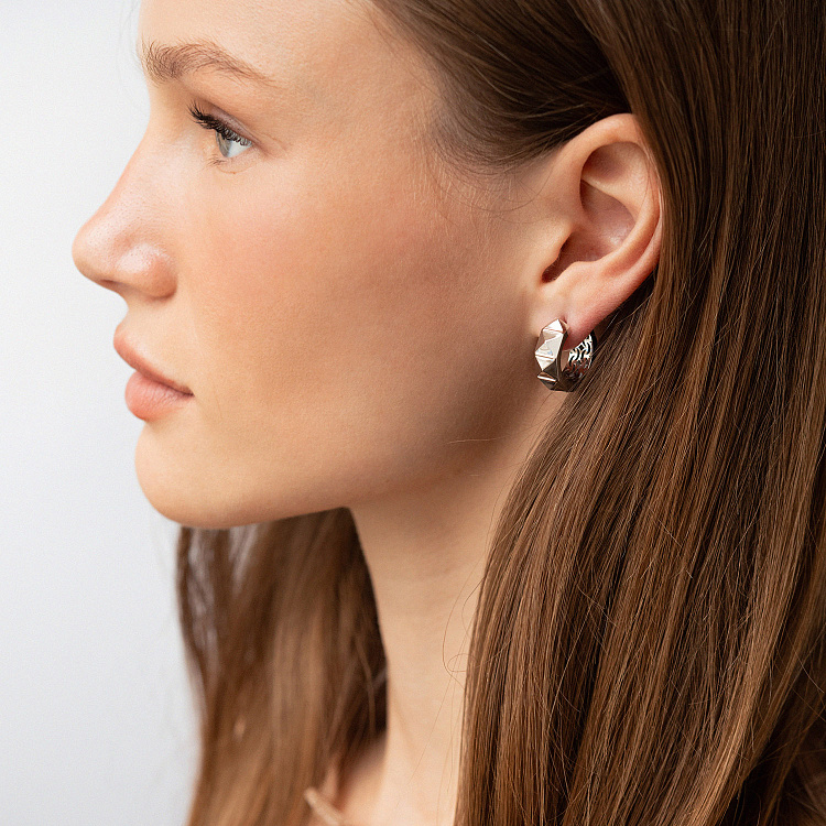 Сережки - кільця "Luisa" у білому золоті с09157 від ювелірного магазину Онікс - 2